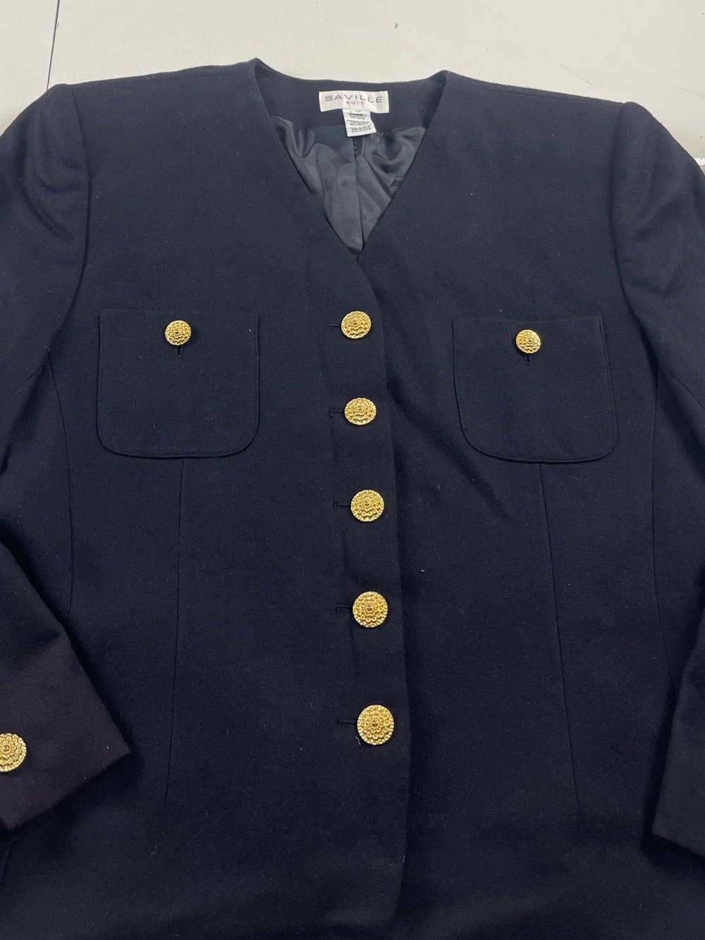 Saville Blazer Jacket Women Size 16 Dark Blue office wear Classic Vintage